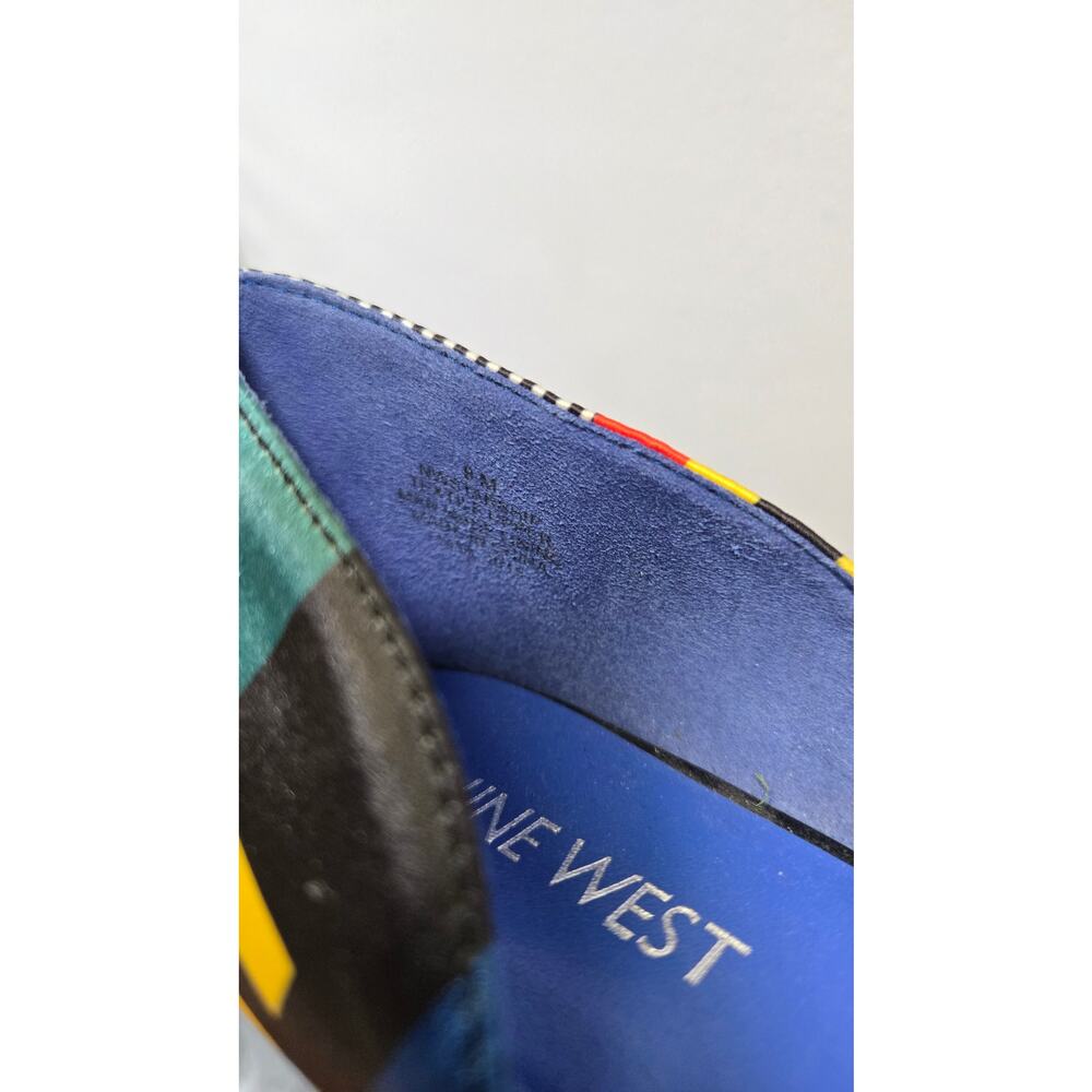 Nine West Black White Striped Flats with Blue, Yellow & Red Accents - Picture 6 of 6